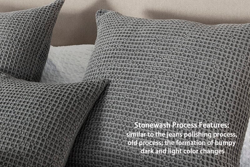 COCOPLOCEUS 26x26 Pillow Covers Set of 2 Euro Shams Cotton Euro Sham Pillow Covers Waffle Weave Pillowcase Farmhouse Decorative Euro Throw Pillow Covers for Couch Sofa Bedroom Car  Chocolate Grey - Image 4